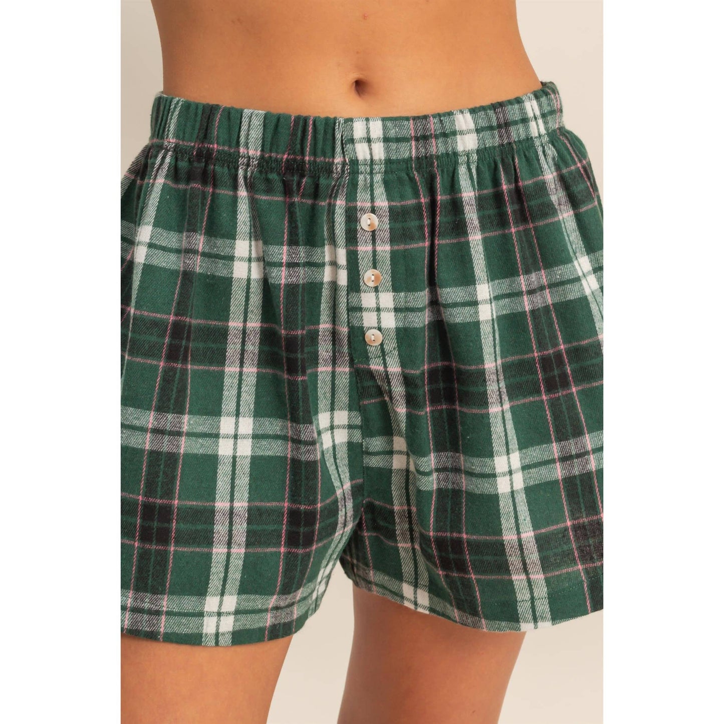 Navy Button-Front Flannel Boxer Shorts