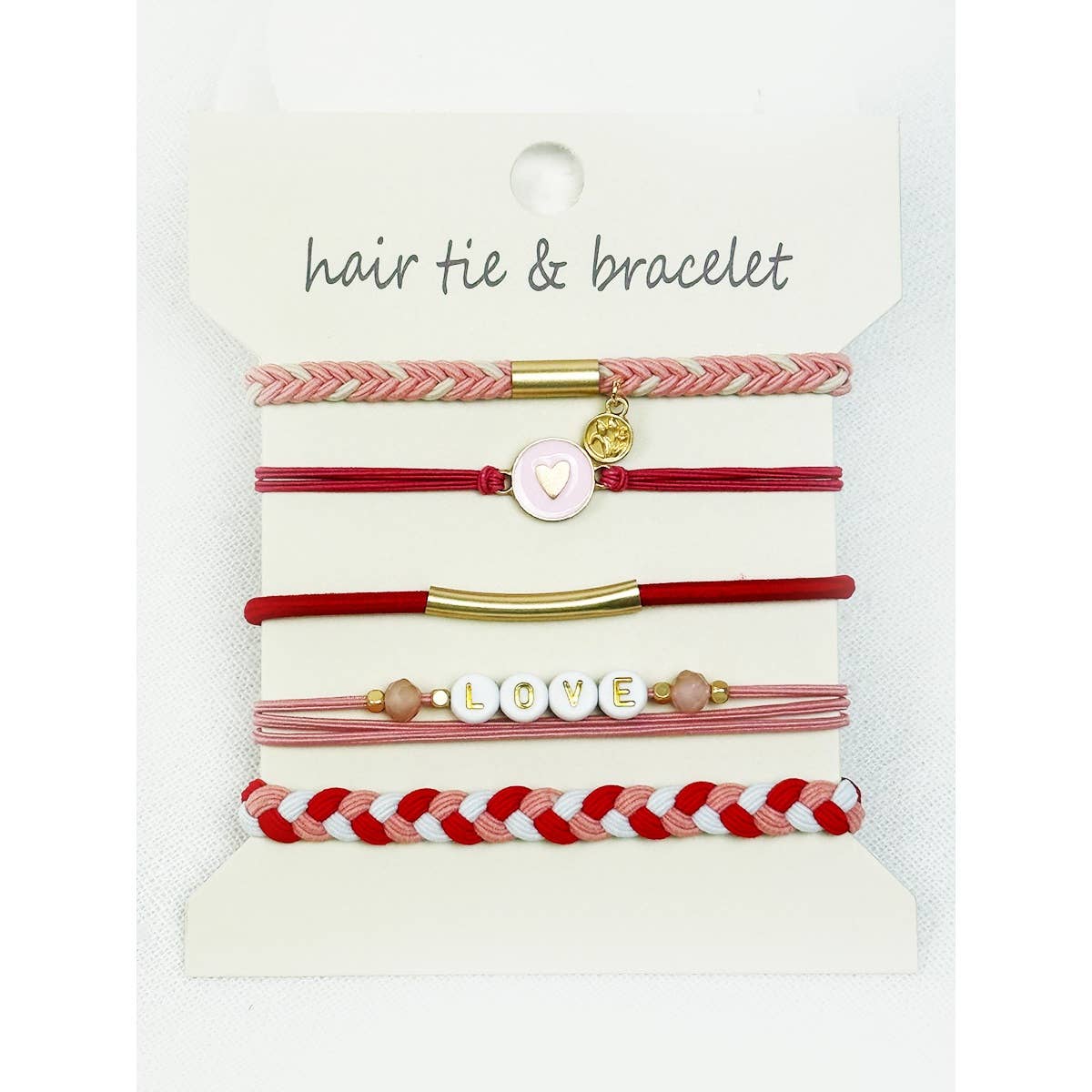 Love Themed Boho Hair Tie Bracelets