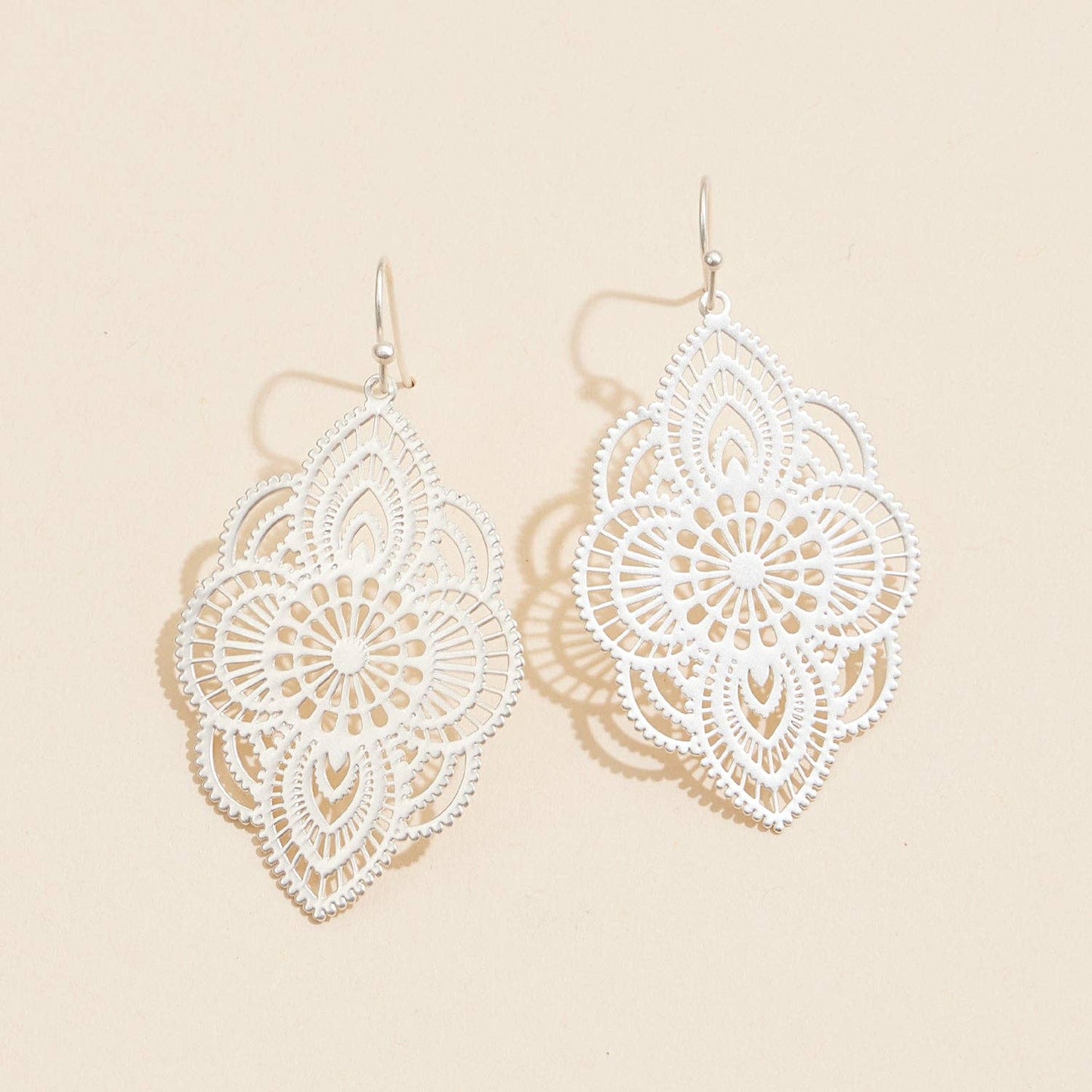 Silver Moroccan Pattern Laser cut Filigree Metal Earrings