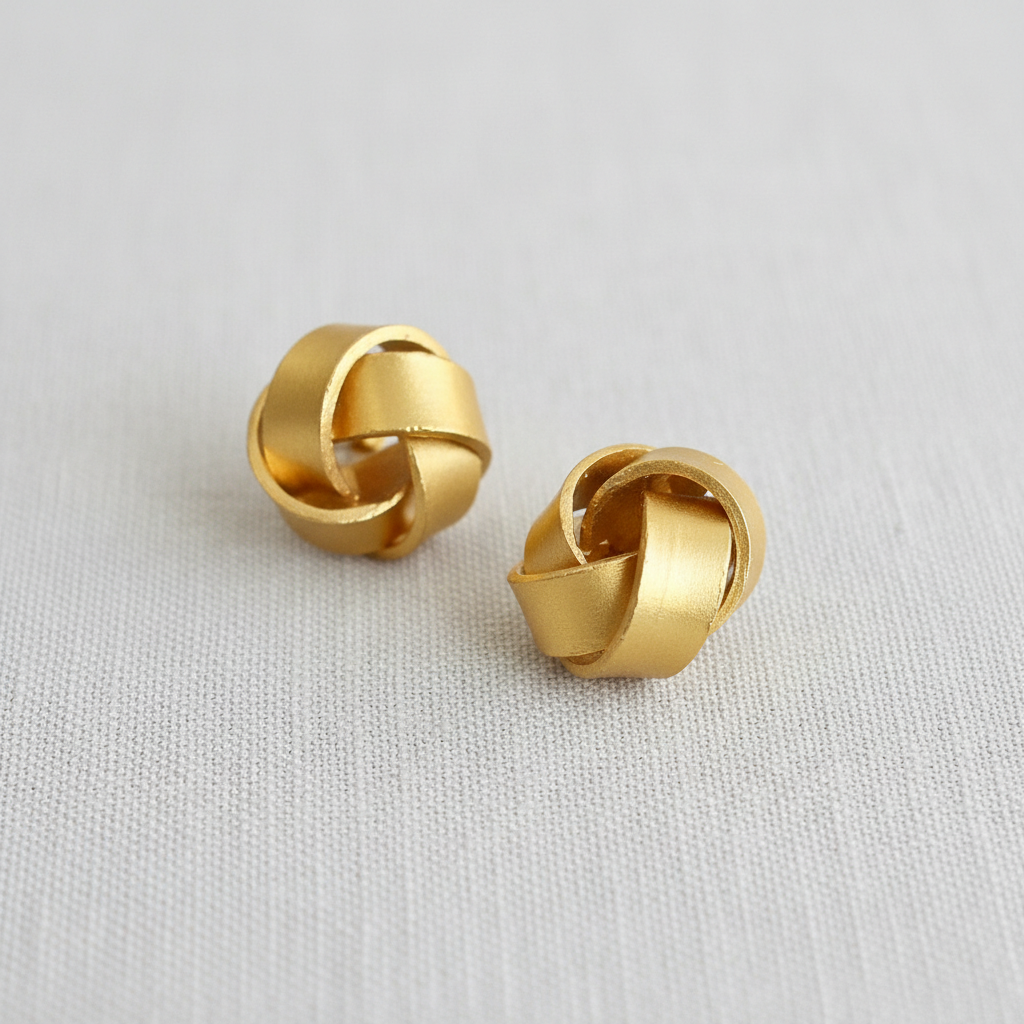 Gold Tone Twisted Knot Stud Earrings