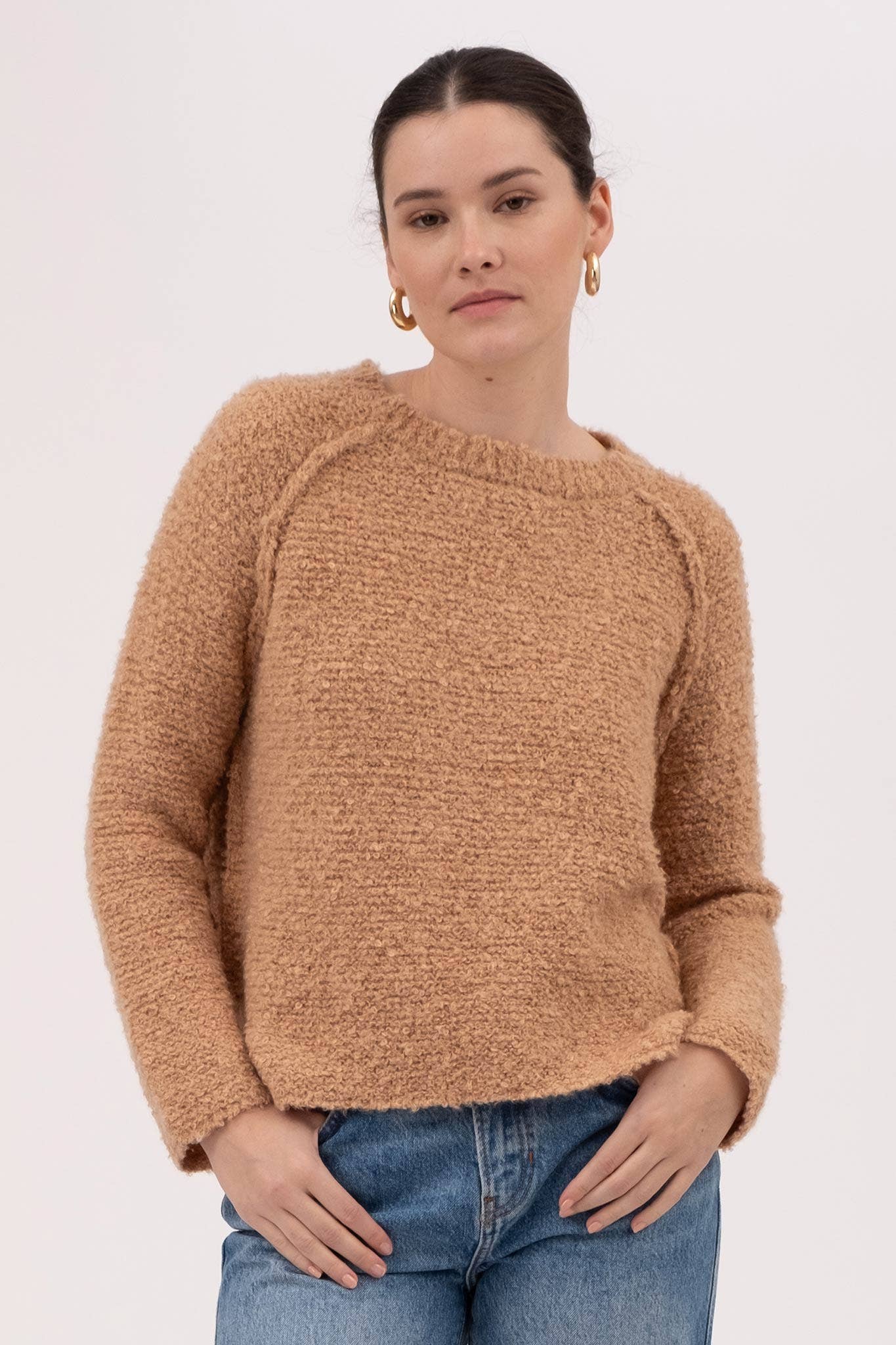 Camel Exposed Seam Chunky Sweater