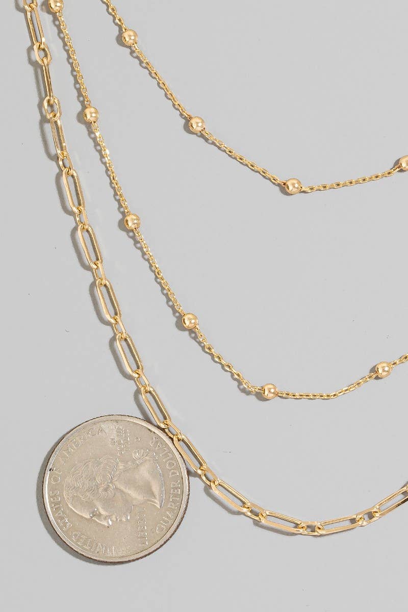 Silver Mixed Layered Chains Necklace Set