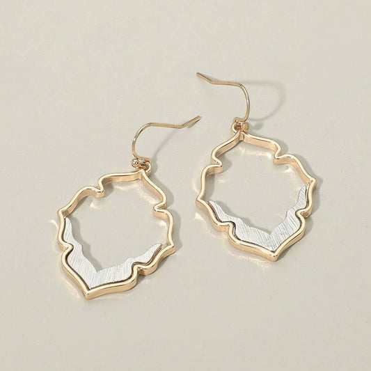 Two Tone Open Frame Drop Earrings
