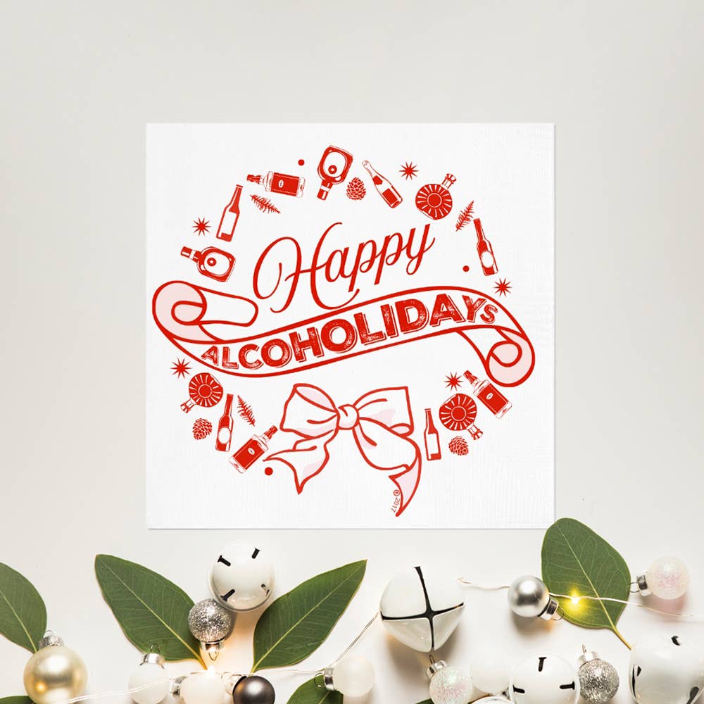 "Happy Alcoholidays" Holiday Christmas Napkins