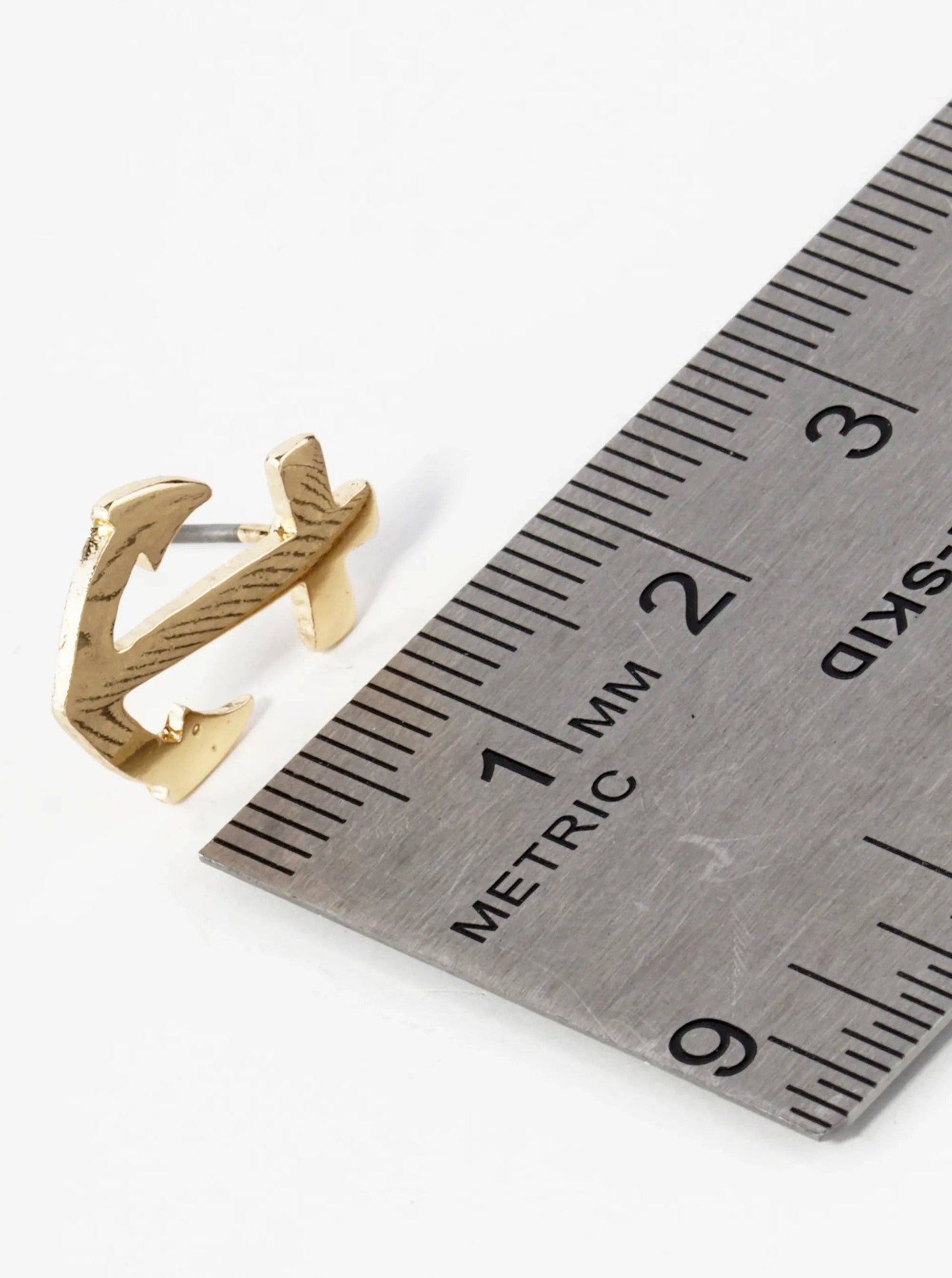 Rhodium Anchor Nautical Stud Earrings