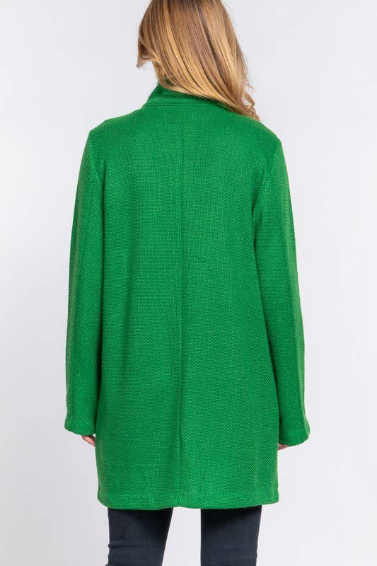 Green High Neck Button Down Coat