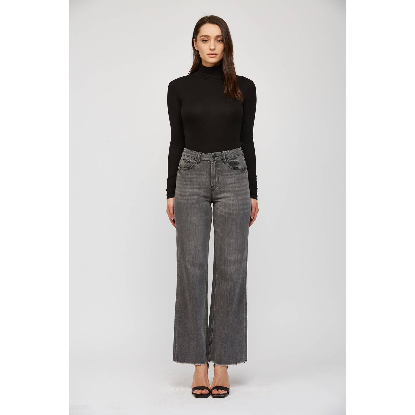 Mica Denim Dark Grey Super Soft High Wide Leg Jean