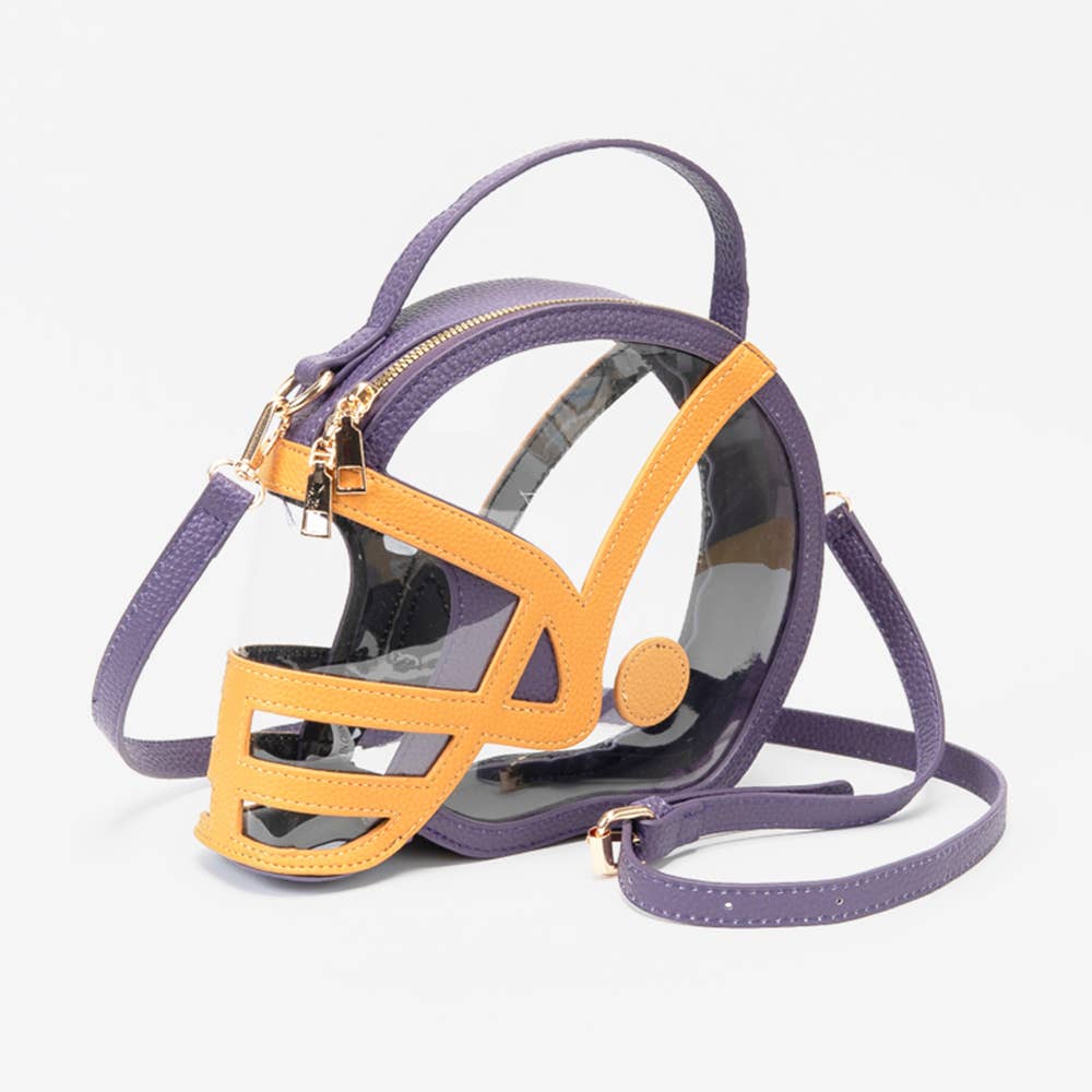 Transparent Gameday Football Helmet Shaped Crossbody Handbag: Orange White