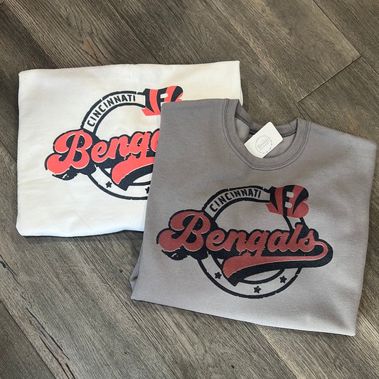 Throwback Vintage Look Circle Logo Bengals Sweatshirt