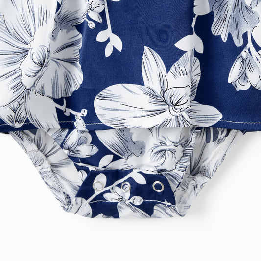 Blue Floral Satin