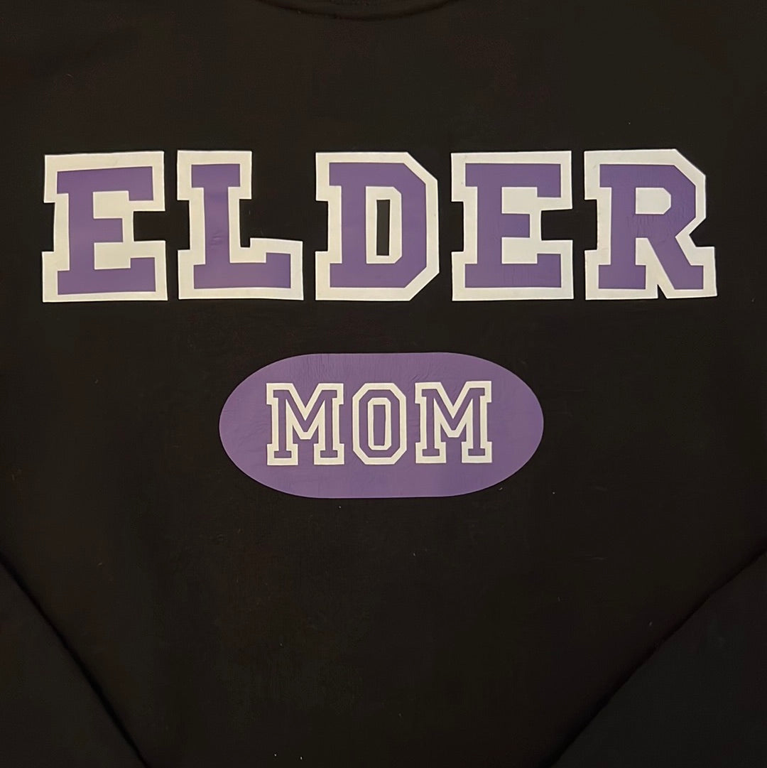 Black Block Letter "Elder" Mom Sweatshirt