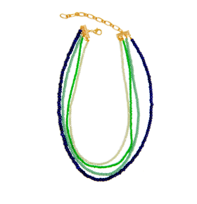 Blue/Green Beaded 4 Row Necklace