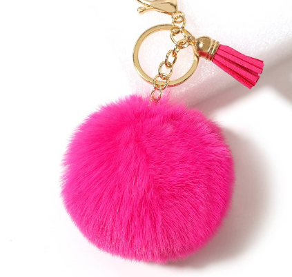 Pink Pom Pom Keychain