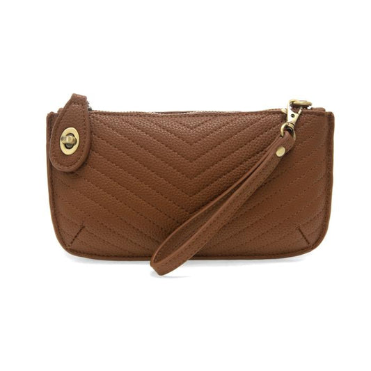 Caramel Quilted Mini Crossbody Wristlet Clutch