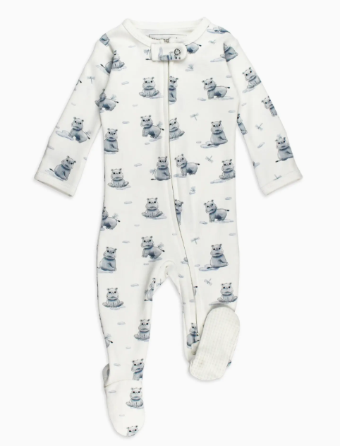 Baby Hippo Organic 2-Way Zipper Footie