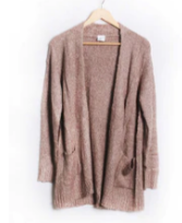 Taupe Lightweight Open Front Knit Cardigan