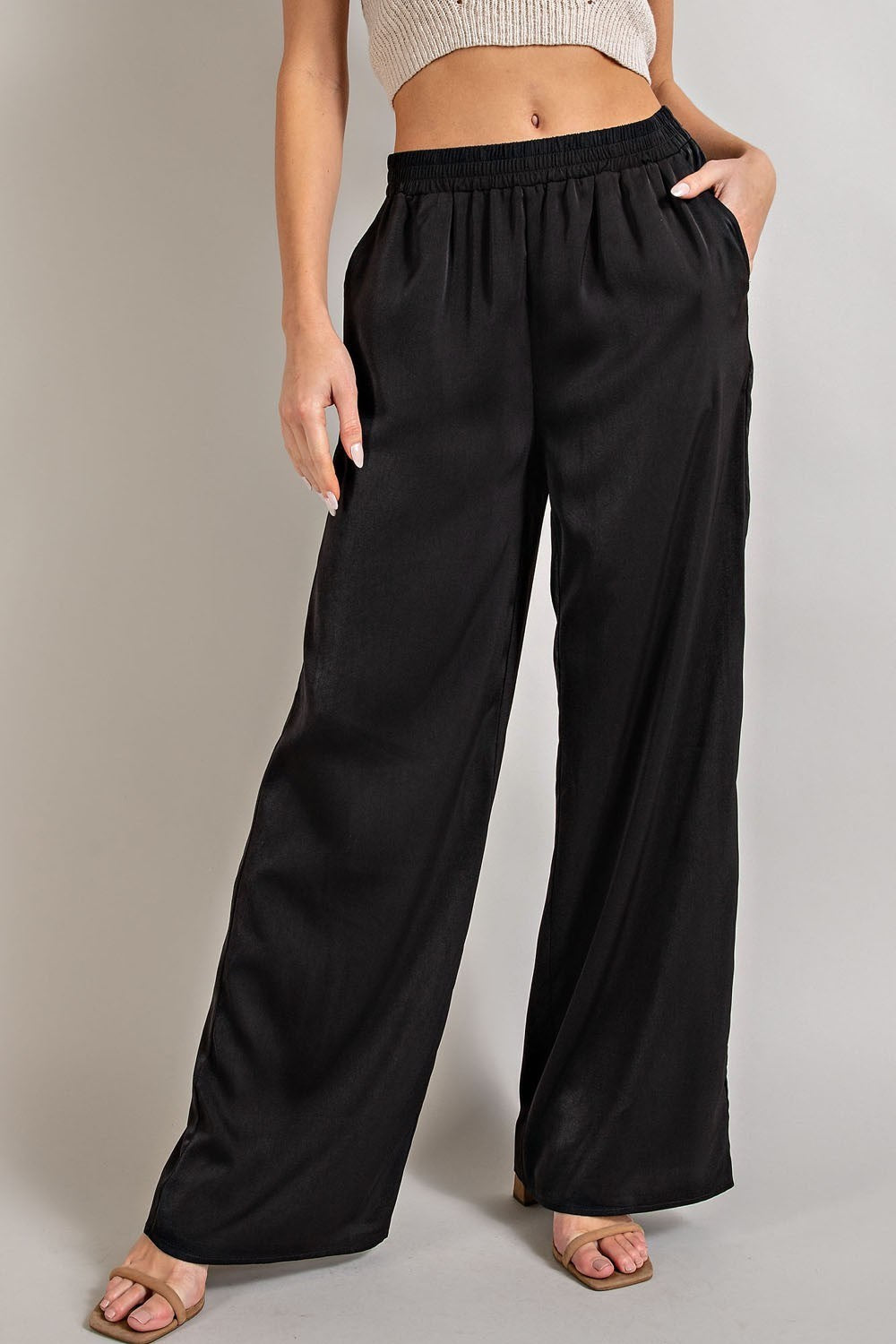 Black Straight Leg Pocket Casual Pants