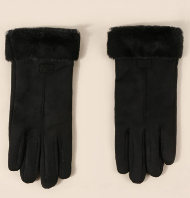 Black Plush Gloves