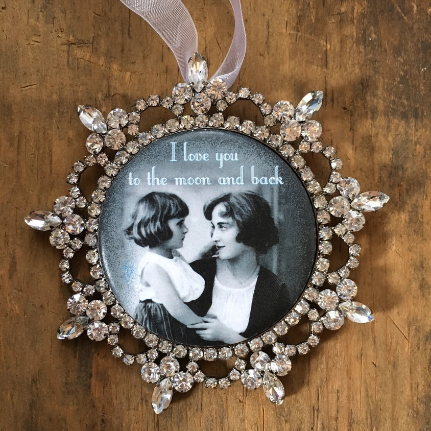 "Love to the Moon" Rhinestone Ornament