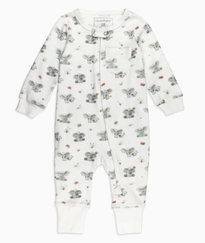 Baby Elephant Organic Footless 2-Way Zipper Romper