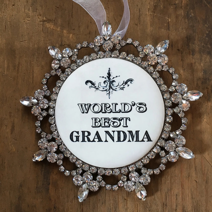 "World's Best Grandma" Rhinestone Ornament