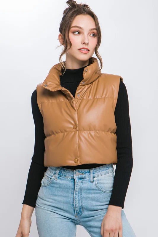 PU Leather Camel Vest