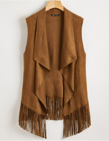 SALE Fringe Trim Open Front Vest