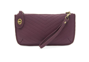 Plum Quilted Mini Crossbody Wristlet Clutch
