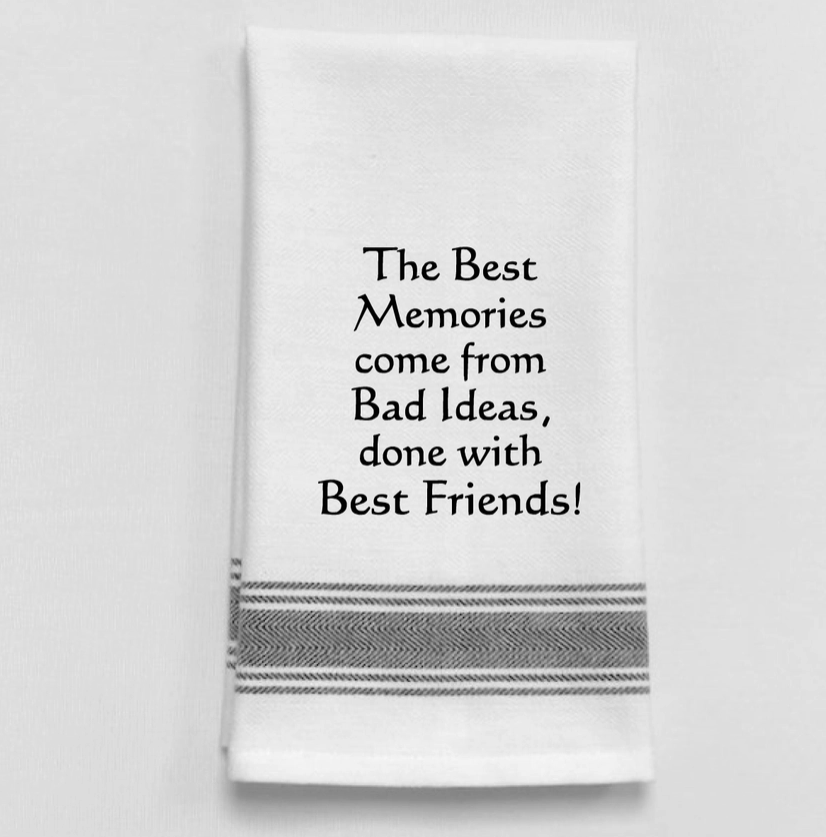 "The Best Memories..." Black Lined Trim Towel
