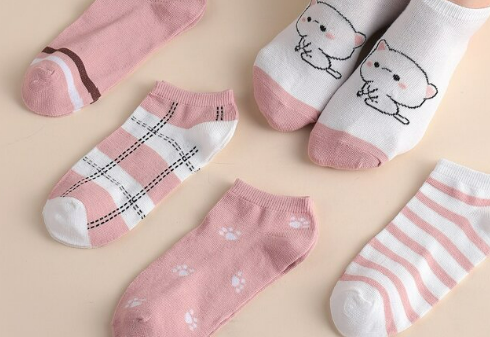 Set 5 Pairs Light Coral Ankle Socks