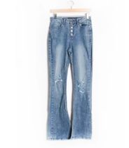 High Waist Straight Cut Distressed Jeans