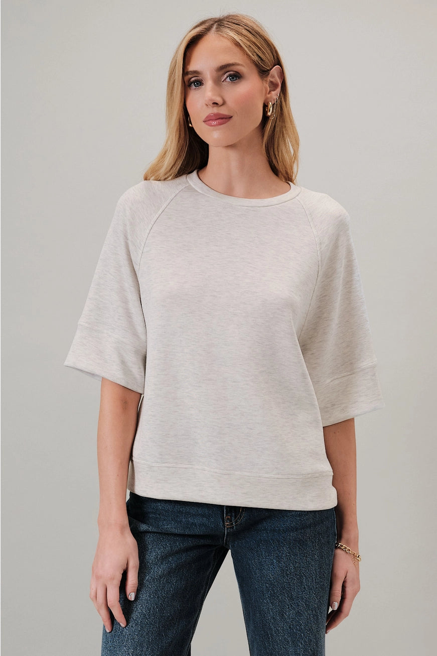 Heather Grey 3/4 Sleeve Modal Ragaln Top