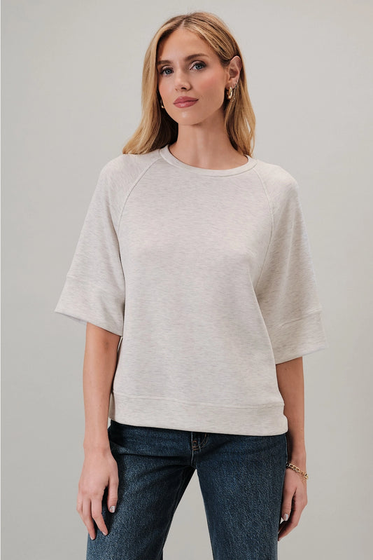 Heather Grey 3/4 Sleeve Modal Ragaln Top