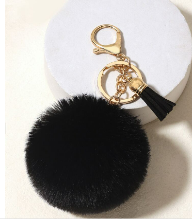 Black Pom Pom Keychain