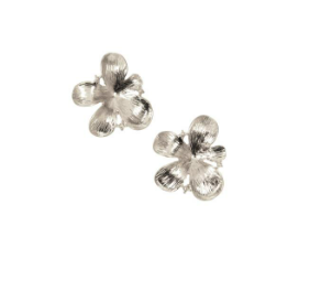 Silver Flower Post Earrings