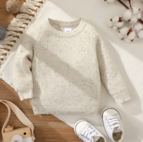 Beige Round Neck Long-sleeve Knitted Sweater