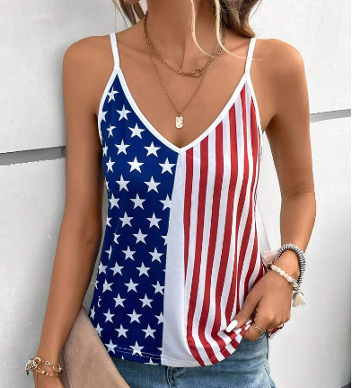 SALE Americana Stars & Stripes  Print Cami Top