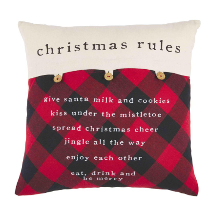 Christmas Rules Button Pillow