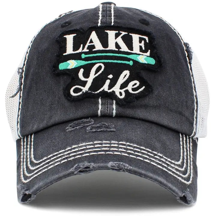 "Lake Life" Vintage Distressed Cotton Cap