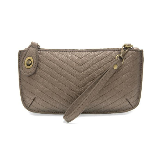Pewter Quilted Mini Crossbody Wristlet Clutch