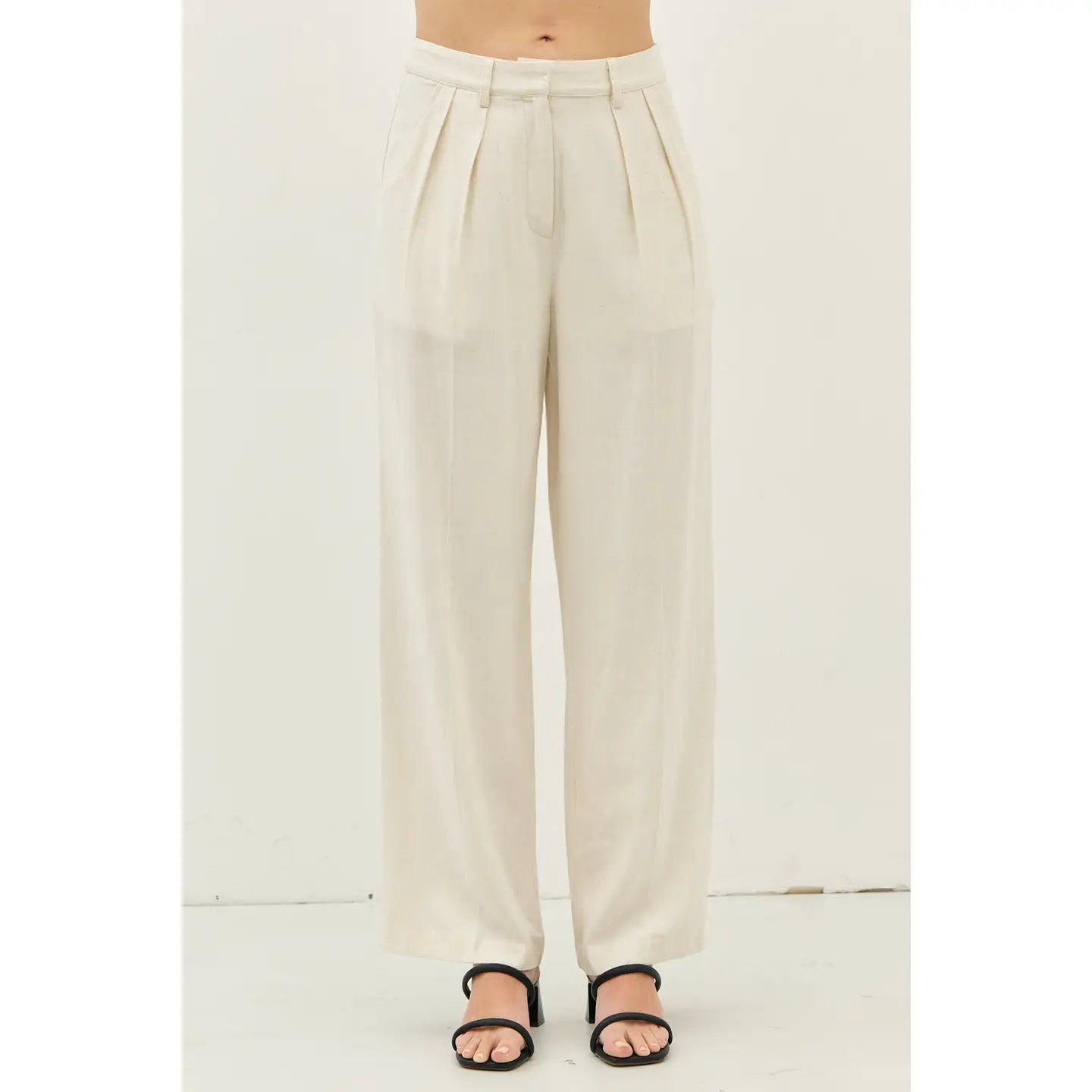 Oatmeal Classic Pleated Trousers