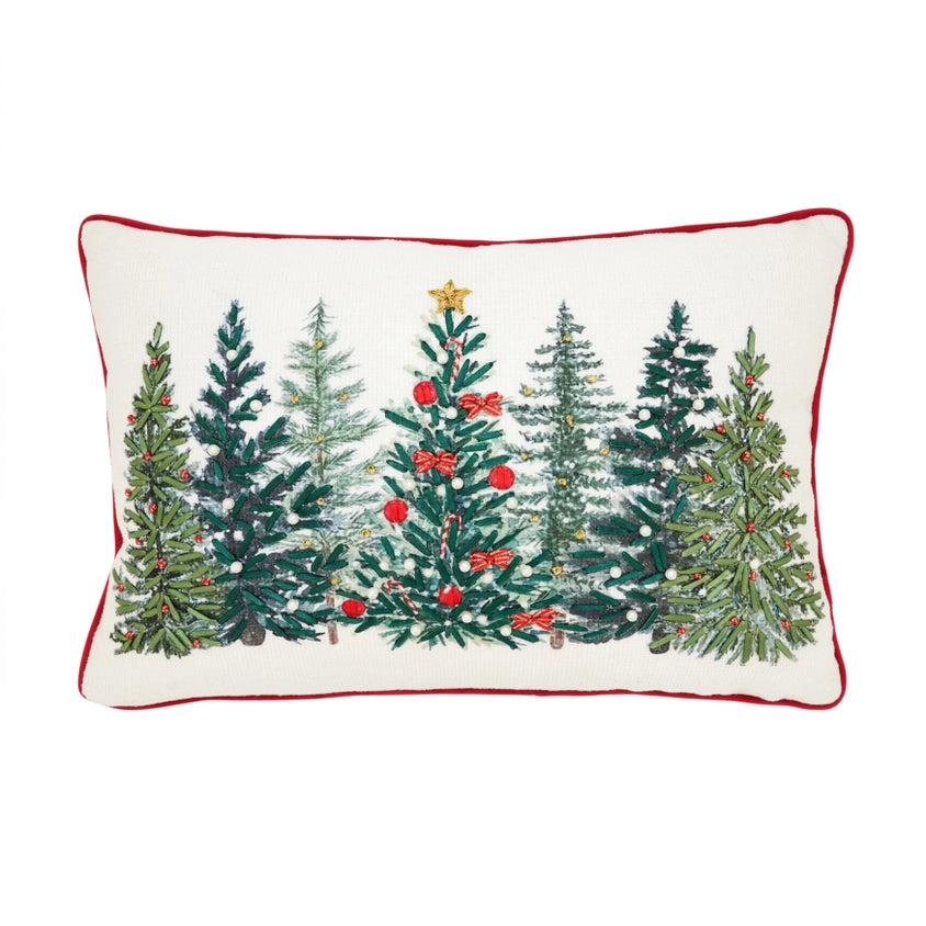 Christmas Trees Throw Pillow; 12x18