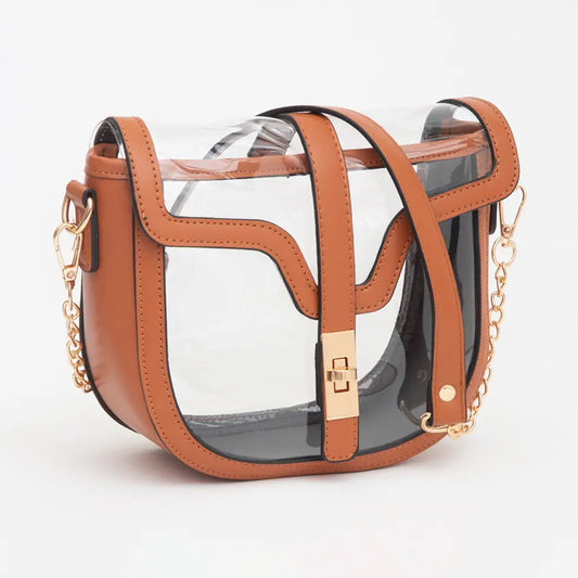 Brown Clear Transparent Saddle Bag
