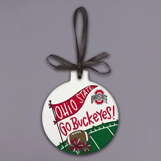 Ohio State Round Stone Ornament