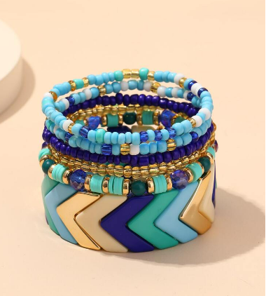 Blues Color Block Bracelet Set