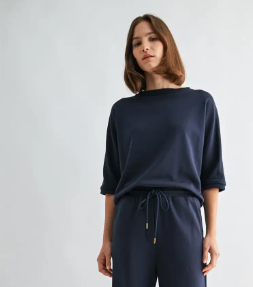 Navy Dolman Sleeve Sweatshirt