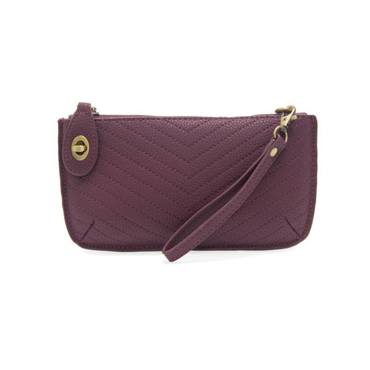 Plum Quilted Mini Crossbody Wristlet Clutch