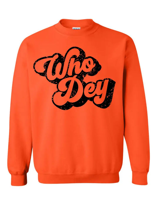 Orange Retro Who Dey Bengals Sweatshirt