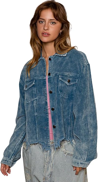 Blue Vintage Look Corduroy Jacket