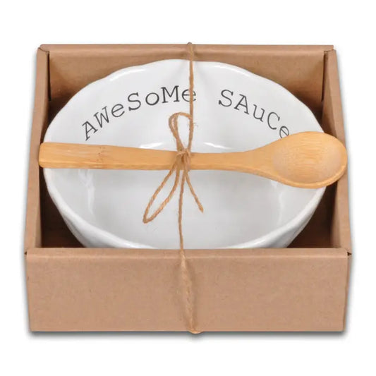 "Awesome Sauce" Dip Bowl w/Wooden Spoon Set